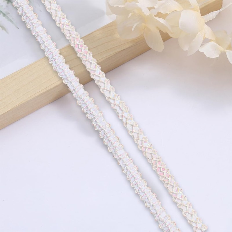 CABODYALS 20 m 9.5 mm White Sequin Trim Bead Sequins