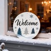 Winter Welcome Door Sign,Wooden Snowy Pine Tree Door Decor