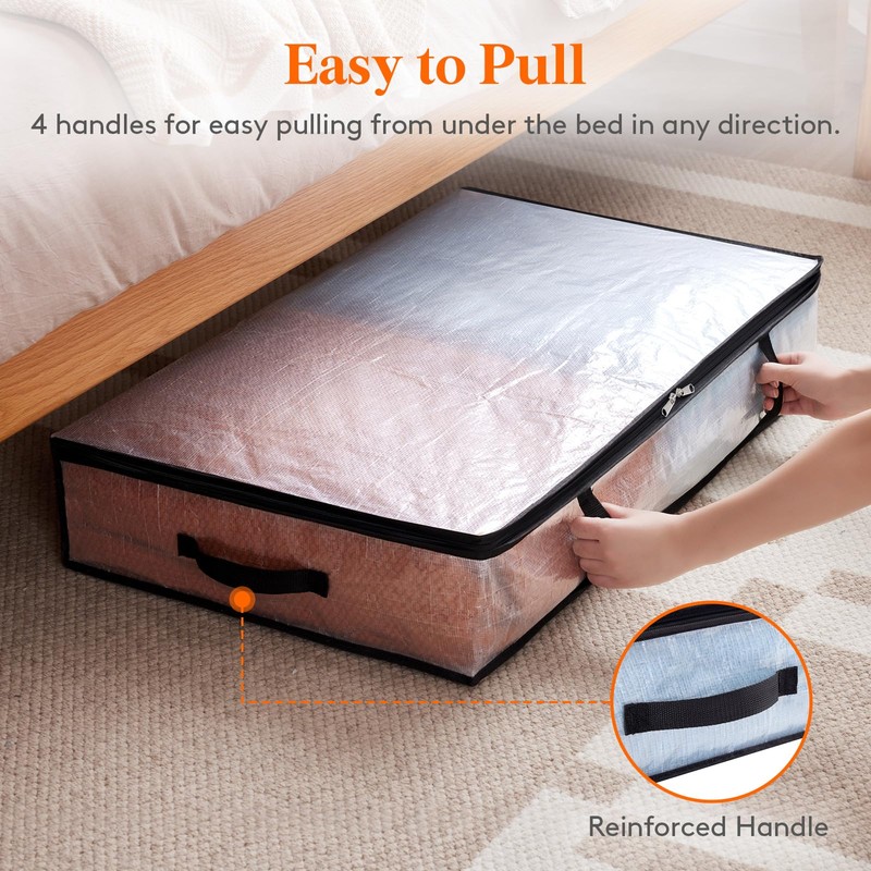 Lifewit 2 Pack Under Bed Storage, 60L Large Clear Plastic