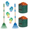2 Pack Kids Adjustable Leaf Rake(25" to34) with 2 Pairs