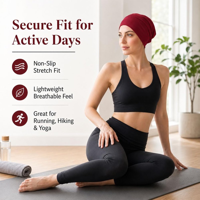 Soft Stretch Turban Cap for Women, Lightweight & Breathable Head