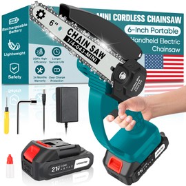 Mini Chainsaw Cordless, 6-Inch Portable Handheld Chainsaw with Security Lock, Battery Powered 2000mAh Rechargeable Super Saws for Wood Cutting Tree Trimming DIY Projects Gardening Camping-Navy Blue