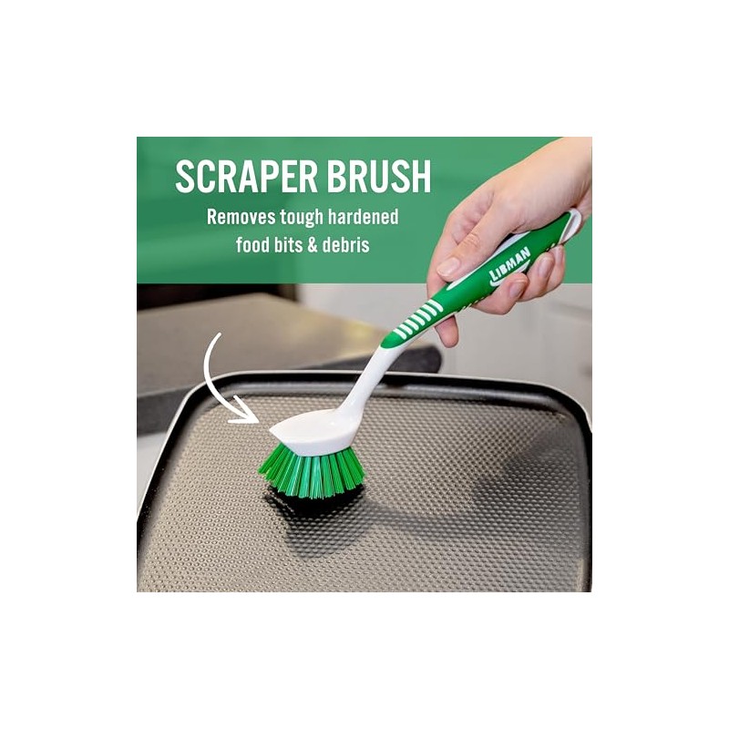 Libman - Juego de cepillos para platos con mango largo,
