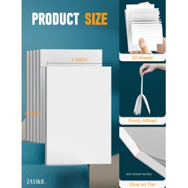 Note Pads 4x6, 6 Pack Mini Blank Notepad 4x6, Small Notepads 4x6 Paper Pads, Scratch Pads 4x6 Small Pads of Paper, Memo Pads 4x6, White Server Note Pad Paper, Small Pocket Notebook 4x6, 50 Sheets/Pad