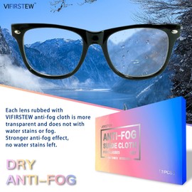 Vifirstew Dry Anti Fog Cloth, 3 Pack Antifogging Cloth for Eyeglasses, Screen, Goggles, Reusable and Portable Cleaning Cloth Lens Wipe for Coated Eyeglasses with Masks