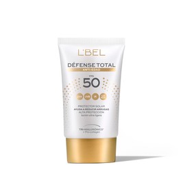 L'BEL - Defense Total Bloqueador Facial Antiedad FPS50 30 ml, Protector Solar Facial, Previene Arrugas, Líneas de Expresión y Manchas, Antifotoenvejecimiento, Loción Ultraligera, Resiste Agua y Sudor