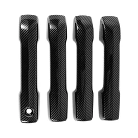 PARSKILO Exterior Door Handle Cover Trim for Toyota Tacoma Tundra Sequoia 2024-2025 for Toyota 4Runner 2025-2026 Carbon Fiber Black ABS 1 Set