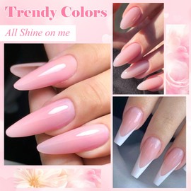 MEET ACROSS 6 Colors Jelly Pink Gel Nail Polish Set Nude Pink Sheer Translucent Gel Polish Nail Art Manicure DIY Kit Manicure Salon Gift for Women 8pcs*7ml