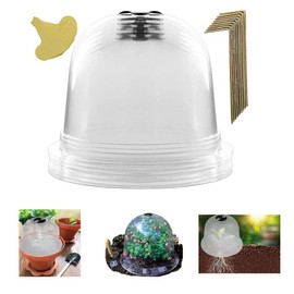 lesolar Garden Cloche 6 PCS Plant Dome 8.3''D x 10.2''H Reusable Plant Protector Cover Humidity Mini Greenhouse Plant Protector with 18 pcs Metal Stakes & 10 pcs Plant Labels for Outdoors Plants