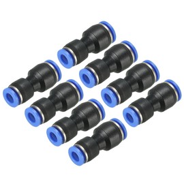 sourcing map Push to Connector Fitting, 8mm to 6mm Tube OD Quick Connect Air Line Hose Pipe Fitting Straight Pneumatic Connector, Black 20Pcs