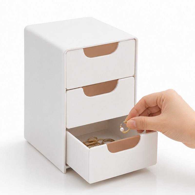 Mini 3-Drawer Desk Organizer for Small Items – Compact Storage