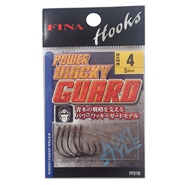 Hayabusa FF210 Worm Hook, Power Wacky Guard, No. 4, 5 Pieces, Black Nickel