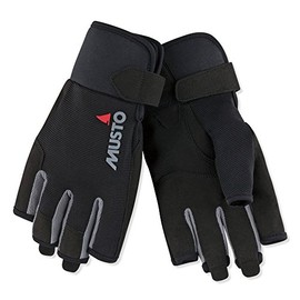 Musto 2018 Essential Sailing Short Finger Gloves in Black - Unisex - Durable and Flexible Gloves for Summer Weather
