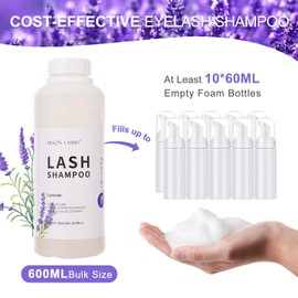 Arison Eyelash Eyelash Extension Shampoo 600ml / Eyelid Foaming Cleanser/Wash for Extensions and Natural Lashes/Paraben & Sulfate Free Safe Makeup & / Professional & Self Use (Lavender)