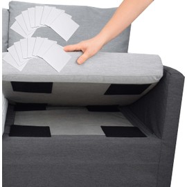Aobrill Non Slip Cushion Pad, Hook Loop Tape for Reduce Couch Cushions Sliding (15 x 15 CM)- (16PCS, Black)