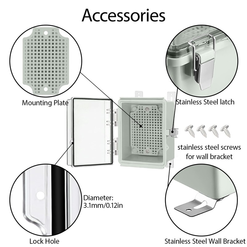 LeMotech Electrical Box, IP67 Waterproof Hinged Clear Cover Stainless Steel