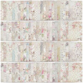 GORGECRAFT 100 Sheets 50 Styles Flowers Scrapbook Paper 14x10cm Vintage Floral Theme Decorative Craft Paper Cardstock Pad for DIY Origami Card Making Scrapbooking Photo Frame Album Arts Decor