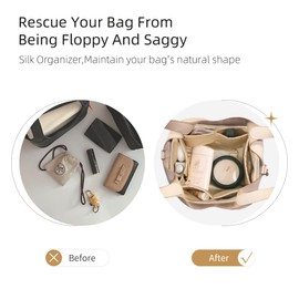 ZYZii Purse Organizer for Picotin 18/22,Silky Smooth Insert,Lightweight Inside Bag,Luxury Handbag Storage(Picotin 22,Biscuit)