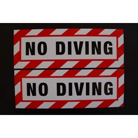 (2 Pack) No Diving Vinyl Stickers Decals 10" X 3.5" Each (X2PS 81)