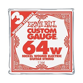 Ernie Ball Paquete de 3 cuerdas de guitarra de níquel Wound calibre .064, paquete de 3