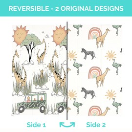 JumpOff Jo - Large Waterproof Foam Padded Play Mat for Infants, Babies, Toddlers, Play Pens & Tummy Time, Foldable Activity Mat, 70 in. x 59 in. - Safari