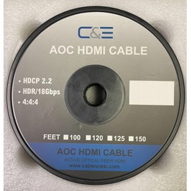 C&E 150 FT (45.7 M) High Speed AOC HDMI Cable Male to Male with Ethernet Black (150 Feet/45.7 Meters) Built-in Signal Booster, Supports 4K 30Hz, 3D, 1080p and Audio Return
