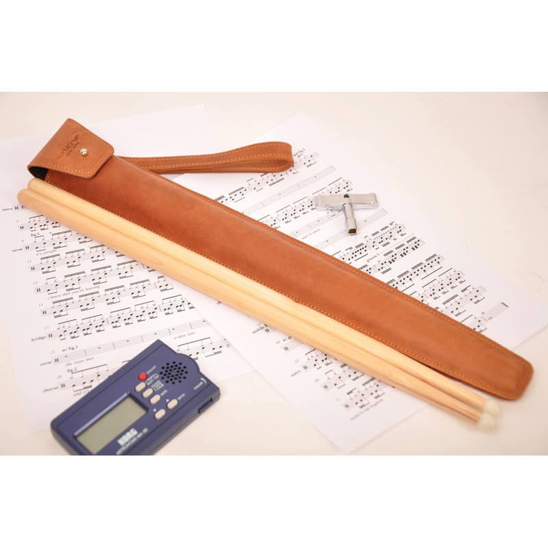 Genuine leather drumstick pouch with a button stud closure, gift