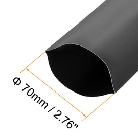 TOP-VIGOR TOP-VIGOR 70mm Heat Shrink Tubing, 1M Length Heat Shrink Sleeving, 2:1 Ratio Heat Shrink Tube for Electrical Insulation, Repairs, Wrap Cable, Wire Connectors, Black