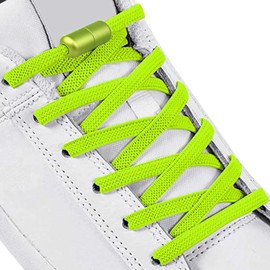 2 Pairs Shoelaces Elastic No Tie Shoe Laces for Adults, Kids and Elderly, One Size Fit All for Shoes. (Neon Green)