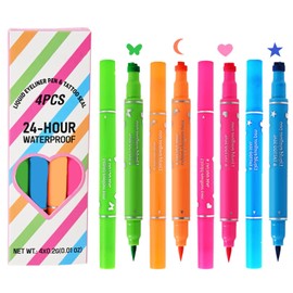 Eye Liner Double-Headed | Portable Eye Liner and Stamp | Portable Cosmetics for Women Ladies, Set of 4 Makeup Tools Long-lasting