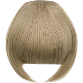 Bangs Hair Clip in Bangs Hair Extensions Synthetic Flat Bang with Temples Front Face Fringe Bangs Hair Pieces for Women Light Ash Blonde