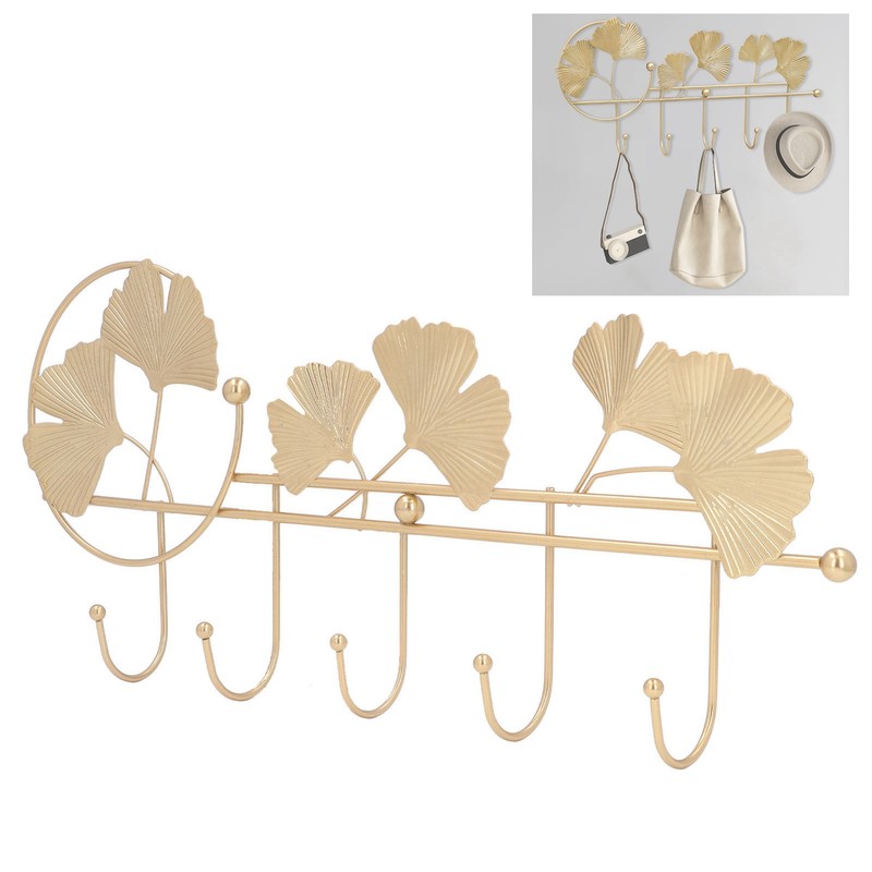 Wall Coat Rack Ginkgo Leaf Design Simple Elegant Style Wide