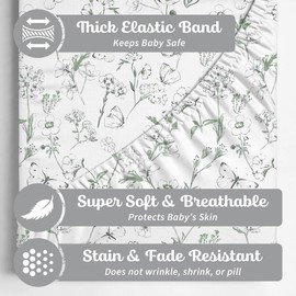 Sorrel + Fern 2-Pack Crib Sheet for Standard Crib Mattress (Butterfly Garden) - Premium Fitted Sheets - Buttery Soft Cotton Blend