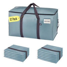 VENO 12 Pack Moving Bags, Upgraded Heavy Duty, Moving Boxes Alternative, Packing Storage Supplies for Dorm Room Essentials with Zipper for Clothes, Large Totes for Packaging (Light Blue, 12 Pack)