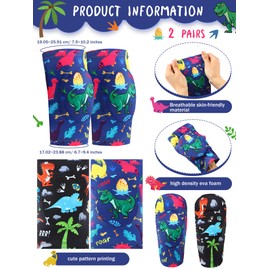 2 Pair Kids Knee Pad Dinosaur Anti Slip Padded Sponge Knee Brace Breathable Flexible Toddler Knee Pads Elastic Children Knee Support for Girl Boy Sport Volleyball Dance Skating Basketball, 3-7 Years (Dinosaur)