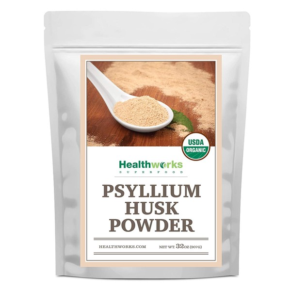 Healthworks Psyllium Husk Powder (32 Ounces / 2 Pounds) | Raw | Certified Organic | Finely Ground Powder from India | Keto, Vegan & Non-GMO | Fiber Support | Packaging May Vary