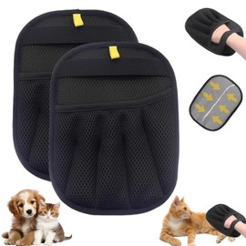 SahCognitual Pack of 2 Pet Hair Remover Gloves, Double-Sided Fur Magnetic Gloves, Antistatic Glove for Removing Pet Hair, Grooming Glove Cat for Washing Deshedding, Cleaning