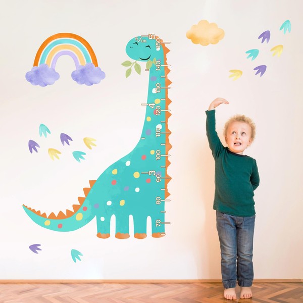 Yovkky Dinosaur Kids Height Chart Wall Decals Stickers, Cute Dino