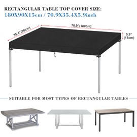 VANSHEIM Table Top Cover Garden Table Cover Garden Table Cover for Table Waterproof Tarpaulin Garden Table Windproof UV-Resistant 420D Oxford Fabric 180 x 90 x 15 cm