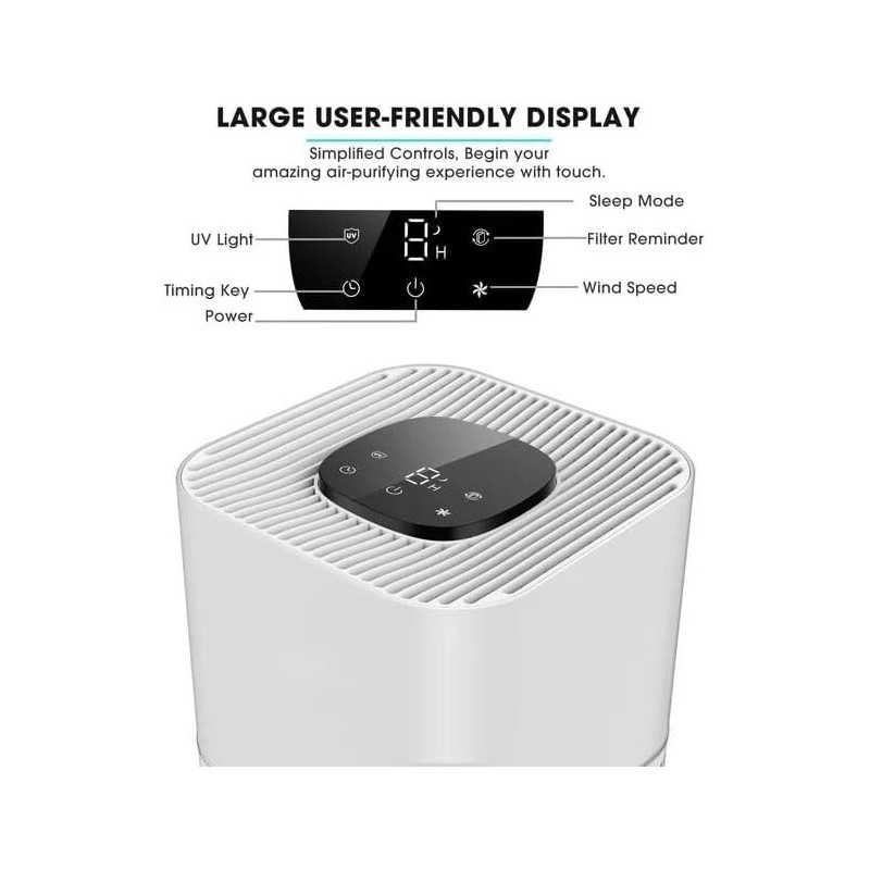 Epsilon Air Purifier for Home H13 HEPA Filter Large Rooms