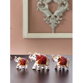 DreamKraft Paper Mache Hand Crafted Elephant Showpiece For Home Decor Standard White