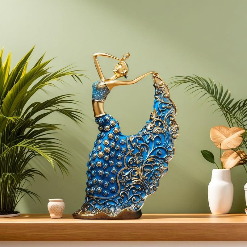XINDAM Elegant Peacock Art Figurine Dancer Statue Decorative Home &