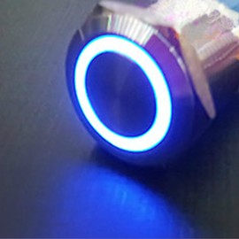 E Support Momentary 16mm 12V 3A Blue LED Light Angel Eye Push Button Toggle Switch Home Office