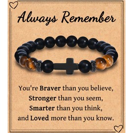 Cross Bracelet Gifts for Teen Boys - Stocking Stuffers, Easter Basket Stuffers, Birthday, Graduation, Christmas, Valentine's Day, Baptism, Confirmation, First Communion Gifts for Teenage Kids