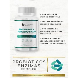 Probióticos Flairfit: Cápsulas de Enzimas y Probióticos con B3, Jengibre y Canela