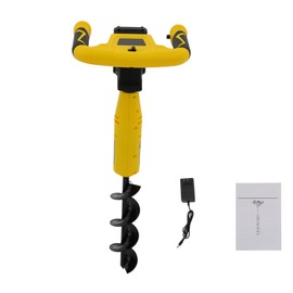 CUBELLIN Electric Post Hole Digger 350W Cordless Earth Auger Hole Digger with Manganese Steel Drill Bit Forward and Reverse Rotation for Planting, Fence Posts, Gardening