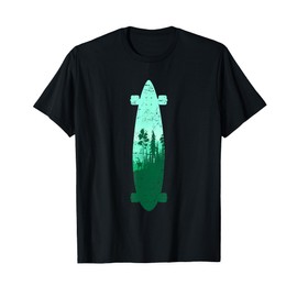 Longboard Longboarder Skateboard Sihouette Natural Forest T-Shirt