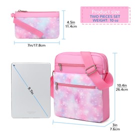 Ryushoyo Girls Purses for Kids 6-8 & 9-12 - Pink Galaxy Crossbody Bag