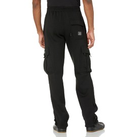 DREAM USA Men's Heavyweight Fleece Cargo Sweatpants, Black, 3X-Large