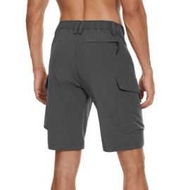 Moosehill Men's Hiking Cargo Shorts with 7 Pockets Quick Dry for Casual Work Tactical Fishing Camping Summer Stretch Waterproof（Grey Shorts,32）